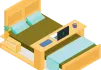 A moderate amount of furniture