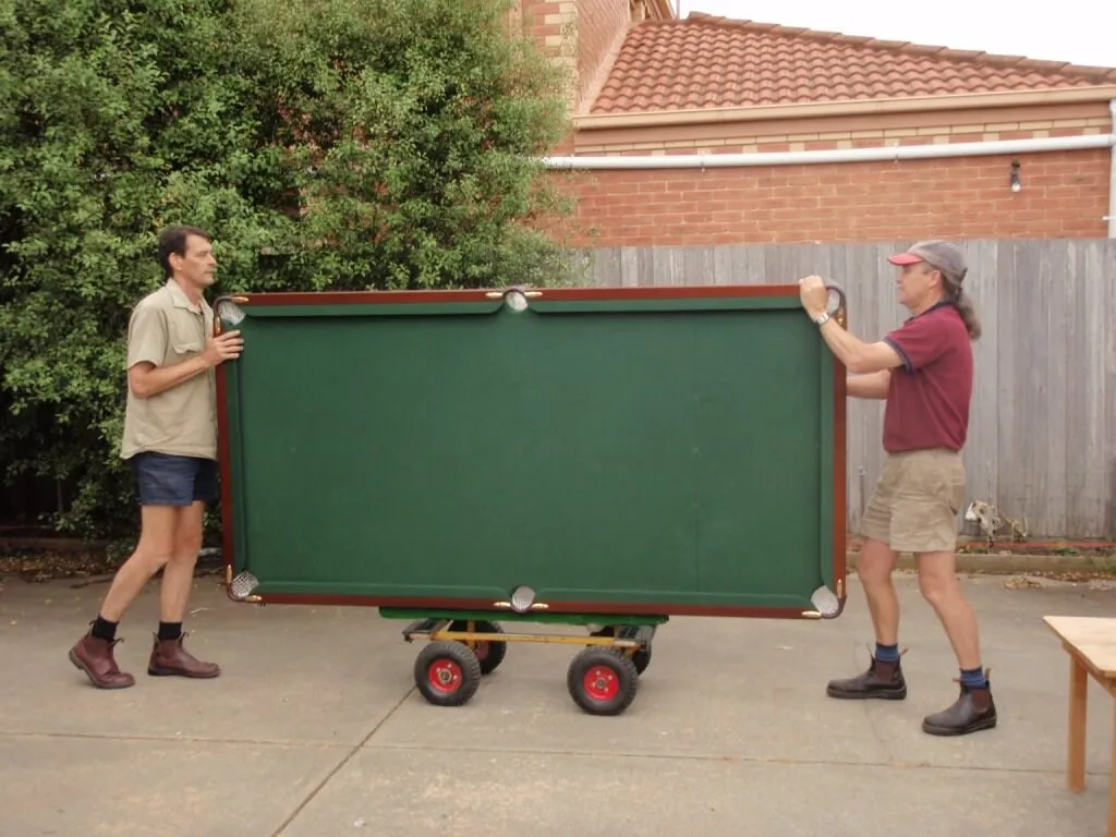 Pool table before dismantling